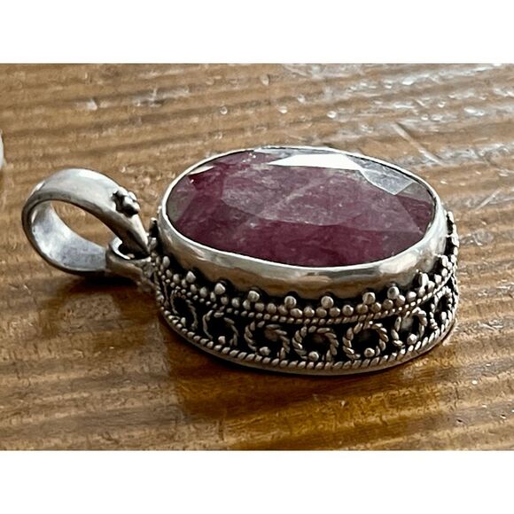 Sterling Silver Lepodolite JSH Signed Earrings And Faceted Pendant - Picture 3 of 11